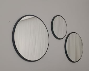 3 Piece Circle Mirror - Set of Round Wall Mirror - Circular Bedroom Mirror - Minimalist Shiplap Mirror - Home Decor Circle Consol Mirror
