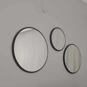 3 Piece Circle Mirror - Set of Round Wall Mirror - Circular Bedroom Mirror - Minimalist Shiplap Mirror - Home Decor Circle Consol Mirror