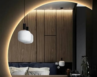 Half Moon LED Bathroom Mirror – Handmade Vanity Mirror