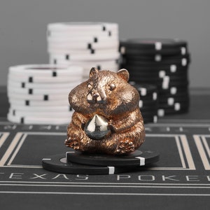 Protectores de cartas de póker: Ardilla con nueces, "Tengo nueces", figura de ardilla de bronce macizo, miniaturas de la suerte, protector de cartas, accesorios metálicos para póker