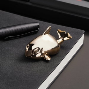 Elegante Bronze-Orca-Figur, handpolierte Killerwal-Verzierung, Wachsguss in der verlorenen Form, perfektes Geschenk für eine nautische Statue, einzigartige Skulptur für Zuhause