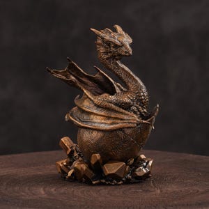 Hatchling Dragon Bronze Statue, Handcrafted Dragon Sculpture, Vintage Mythology Animal Figurine, Tabletop and Shelf Decor, Dragon lover gift
