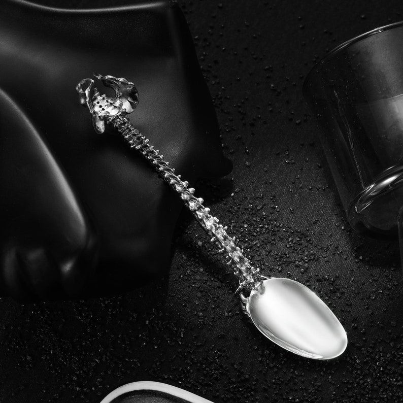Skeleton Tableware Silver Skeleton Pelvis Spoon, Skull Tableware, Handmade Flatware ...