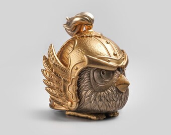 ヴィンテージ 鳥将軍の小物入れ、金属製の鳥の置物、銅製の鳥の像