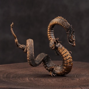 Bronze Soaring Dragon Statue, Handcrafted Mystical Flying Dragon Sculpture, Fine Cast Copper Tabletop and Shelf Decor, Gift for Dragon Lover