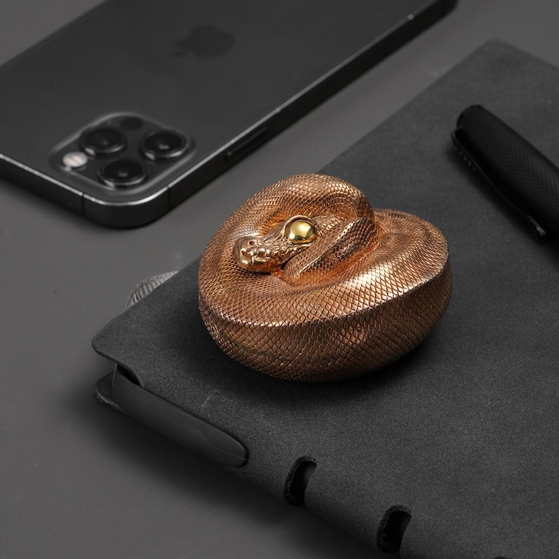 Solid Bronze Coiled Ball Python Figurine, Reptile Sculpture ...