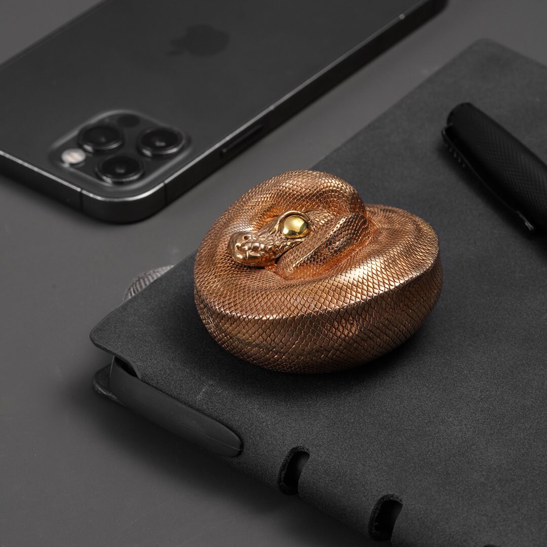 Solid Bronze Coiled Ball Python Figurine, Reptile Sculpture ...