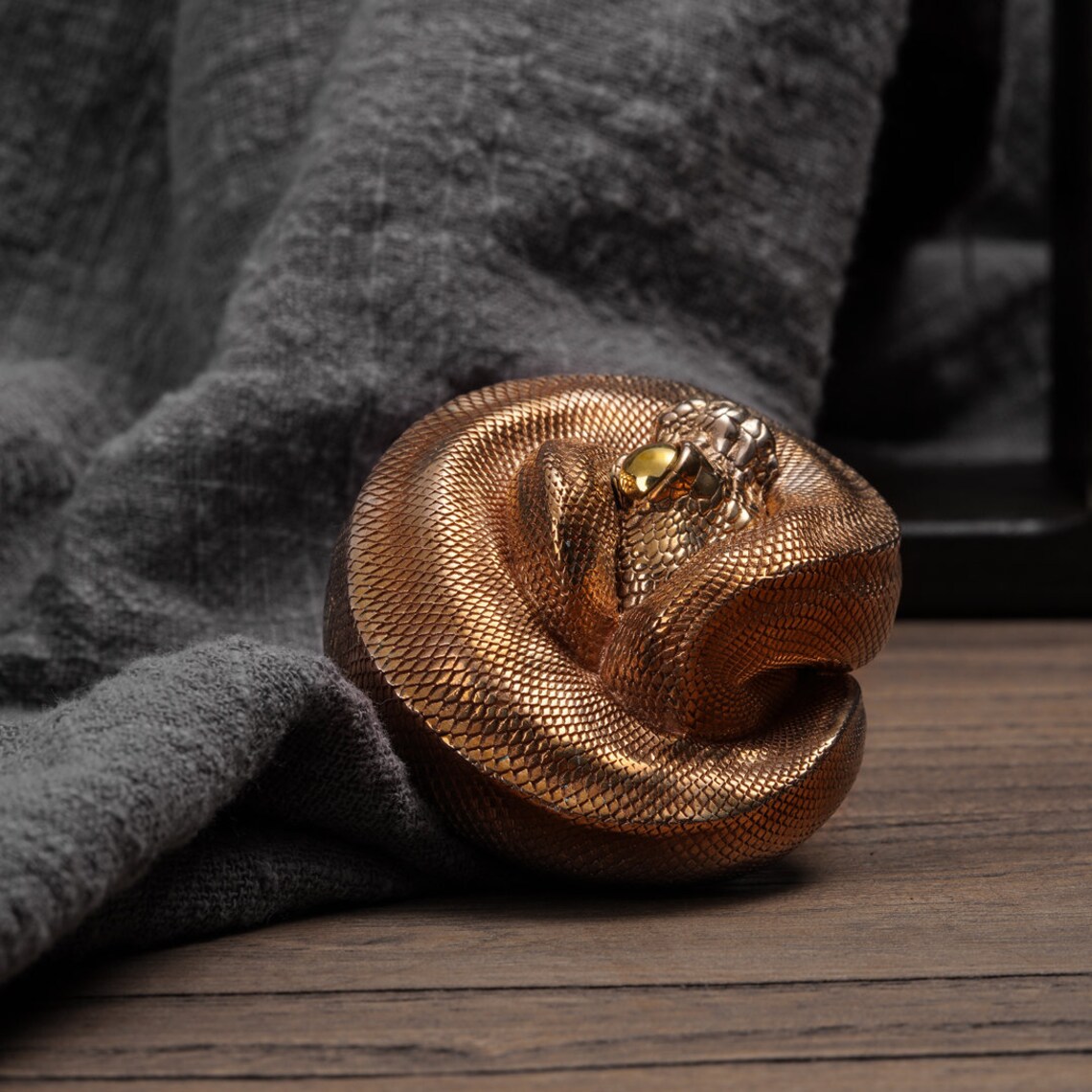Solid Bronze Coiled Ball Python Figurine, Reptile Sculpture ...