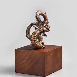 Soaring Dragon Bronze Statue, Fine Cast Metal Sculpture, Handcrafted Mystical Flying Dragon, Tabletop and Shelf Decor, Gift for Dragon Lover