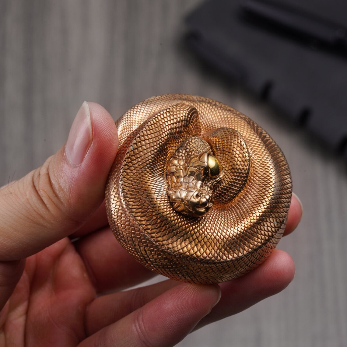 Solid Bronze Coiled Ball Python Figurine, Reptile Sculpture ...