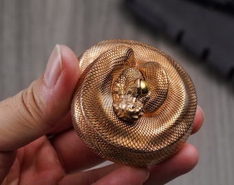 Solid Bronze Coiled Ball Python Figurine, Reptile Sculpture, Collectible Miniature, Animal Art Figure, Bronze Python Statue,  Snake Artwork