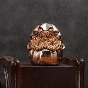 Bronze Daruma Egg Statue, Handcrafted Japanese Alter Figurine, Asian Lucky Charm, Metal Daruma doll, Home Office Decor, Copper Artwork