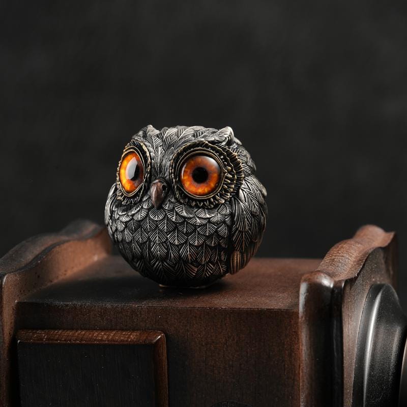 Poker Card Guard Owl Figurine, Vintage Bronze Owl Decor, Lucky