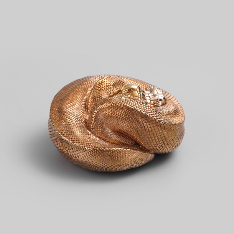 Solid Bronze Coiled Ball Python Figurine, Reptile Sculpture ...