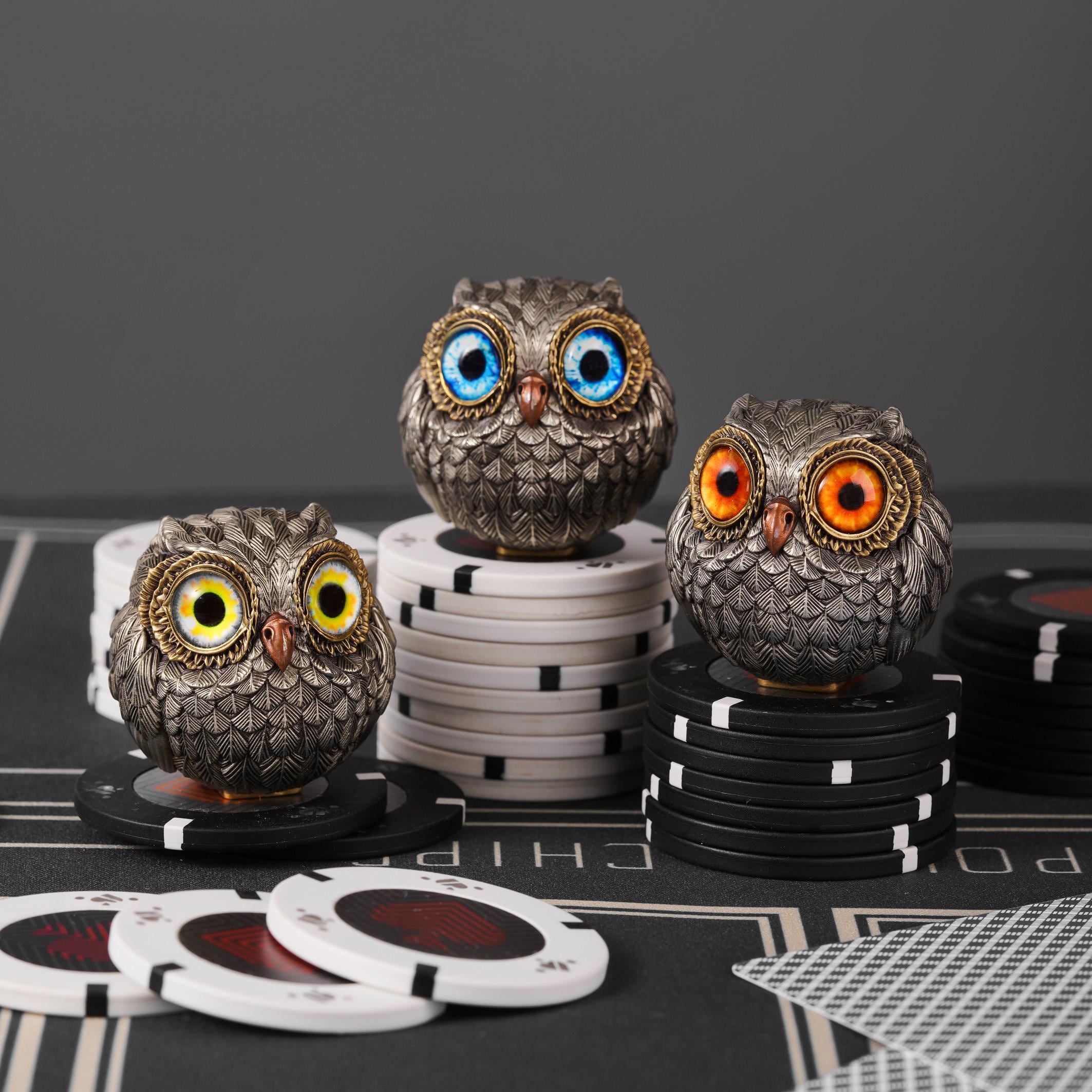 ポーカーカードガード フクロウの置物 ヴィンテージブロンズフクロウ