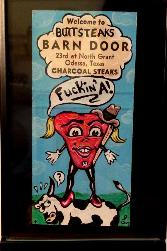 Cursing Cowgirl Anthropomorphic Steak Hand Painted Matchbook Etsy