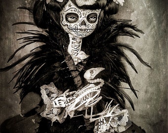 Steampunk BW Dia De Los Muertos Flower Doll PRINT 428 from Photo/Doll by Michael Brown/UC Studios