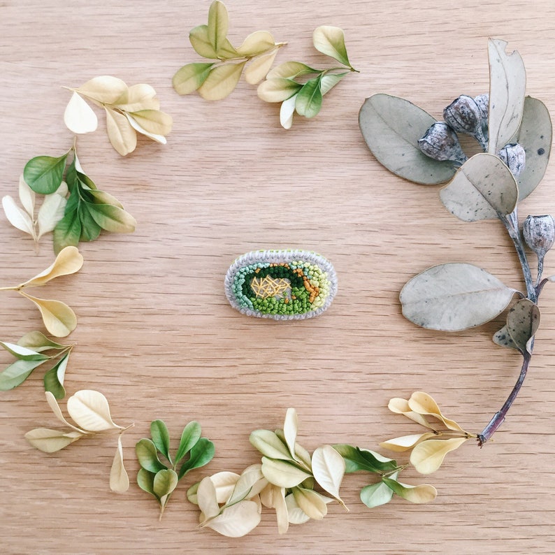 Gift for Teens Woodlands Lapel pin Nature lover Plant lover Mossy Moss on rock brooch Wooden pin Badge Gift for Her
