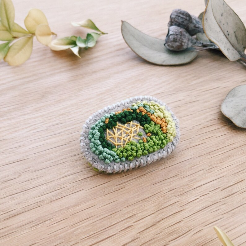 Gift for Teens Woodlands Lapel pin Nature lover Plant lover Mossy Moss on rock brooch Wooden pin Badge Gift for Her