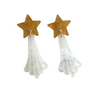 Shooting Star Studs . Stud Earrings . Lasercut Acrylic . Celestial . Ear Studs . Gift for Her . Moon & Stars . Statement Earrings image 3