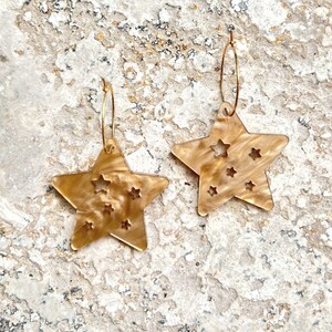 Starry Star Hoops . Hoop Earrings . Lasercut Acrylic . Celestial . Ear Hoops . Gift for Her . Moon & Stars . Statement Earrings image 6