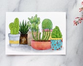 Succulents & Cacti Postcards - set of 4 . Cactus . Potted Plants
