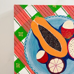 Original Acrylic Painting . Tropical Fruits . Tropical Nostalgia . Canvas Painting Wall Art . Acrylic Paint image 2