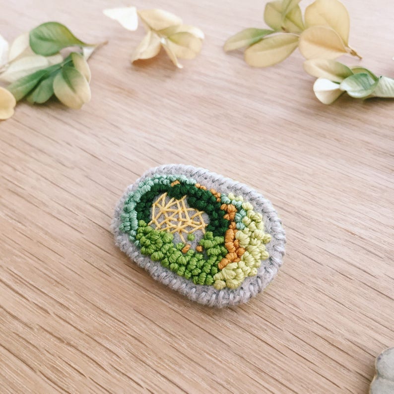 Gift for Teens Woodlands Lapel pin Nature lover Plant lover Mossy Moss on rock brooch Wooden pin Badge Gift for Her