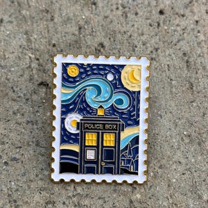 Police Box Van Gogh mashup pin