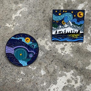 Starry Night mashup enamel pin