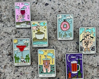 Modern Foodie Tarot card enamel pin - 7 styles
