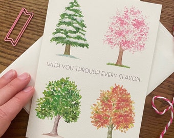 Watercolor Trees Card. Sympathy Card. Just Because. Friendship Card. Blank card. Anniversary Card. Fall Tree. Support Card. Every season