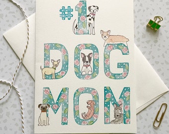 Dog Mom Card. Best Dog Mom. Mother's Day Card. Dog Mama Gift. Fur Mom Card. From the Dog.  Mom's Day Card. Blank Card. Number 1 Mom