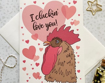 Chicken Card. Love Card. Valentine's Day. Chicken Valentine. Pun Card. Same Sex Card. Blank Card. Card for Her. Chicken Gift. Galentine card