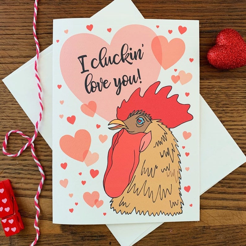 Chicken Card Love Card Valentine s Day Chicken Etsy Chicken Card Love Card Valentine s Day Chicken Etsy