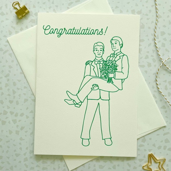 Gay Wedding Card. Gay Card. Gay Marriage. Civil Partnership. Two Grooms. Same Sex Marriage. Congratulations Card. LGBTQ Card. Blank Card