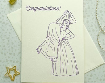 Lesbian Wedding Card. Gay Marriage. Civil Partnership. Two Brides. Same Sex Marriage. Congratulations Card. Gay Wedding Card. Blank Card