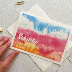 Recovery Card. Abstract Watercolor. Sober Card. Sober Anniversary. Sober Birthday. Recovery Gift. Congrats Card. Sobriety Support image 3