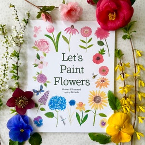 水彩画の花のガイド。ハウツー本。アート電子書籍。アーティストへのギフト。絵画本。デジタルダウンロード。即時ダウンロード。水彩画の花