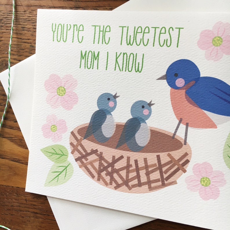 Card For Mom. Mother's Day Card. Bird's Nest. Bird Pun Etsy