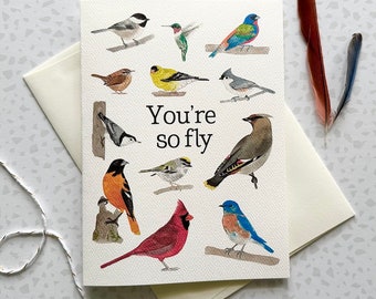 Bird card. Bird pun. Bird Nerd. Love Card. Card for them. Card for her. Card for him. Blank card. Bird lover. Bird gift. Watercolor birds