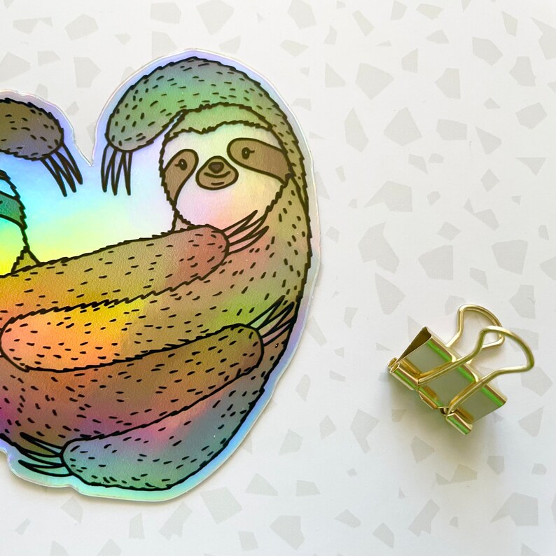 Sloth Sticker. Sloth Vinyl Sticker. Die cut stickers. Car Sticker. Laptop Decal. Water Bottle Sticker. Sloth Gift. Holographic sticker image 3