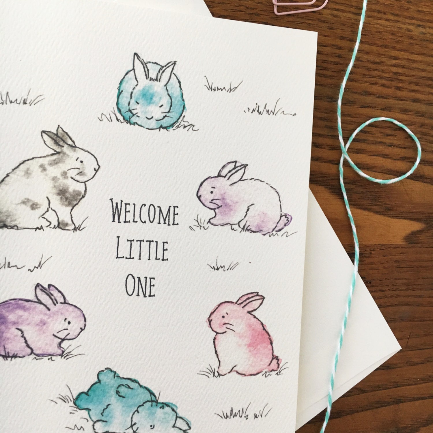 Baby Bunny Card. New Parents. Congratulations Baby. New Mom | Etsy
