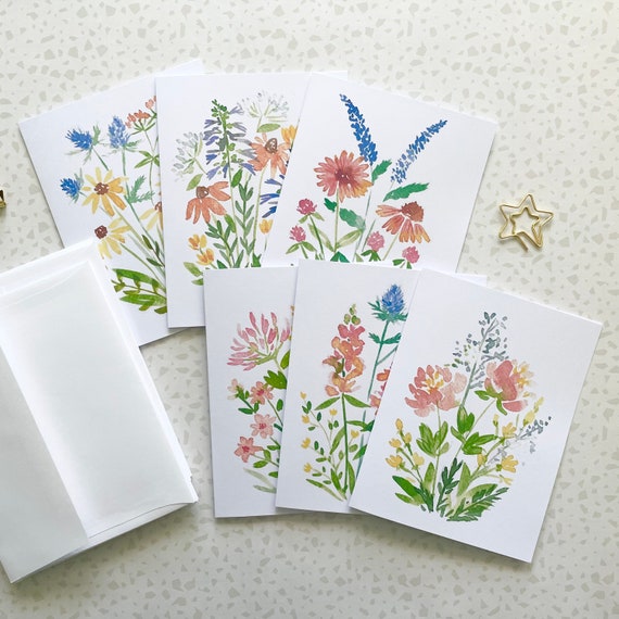 Wildflowers Notecard. Watercolor Cards. Floral Gift. Boho - Etsy