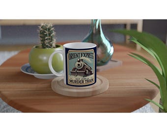Tazza da caffè Hercule Poirot: regalo vintage del treno di Agatha Christie