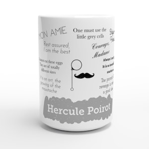 Hercule Poirot Quote Mug - Funny Ceramic Coffee Cup - 15oz - Microwavable & Dishwasher Safe
