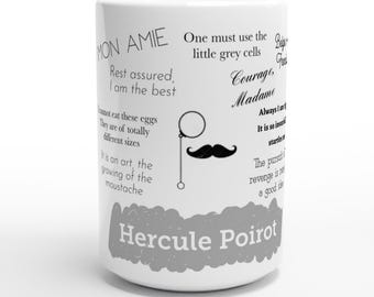Hercule Poirot Quote Mug - Funny Ceramic Coffee Cup - 15oz - Microwavable & Dishwasher Safe