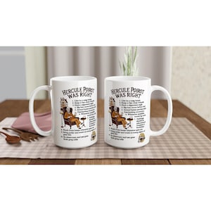 Hercule Poirot Mug - Mystery Lovers Coffee Cup - White 15oz Ceramic Mug image 5