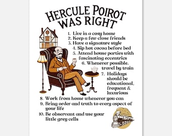 Hercule Poirot Was Right Poster - Whimsical Literary Art - Gift for Book Lovers