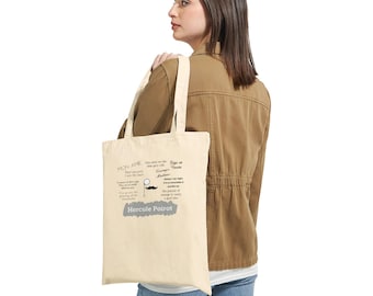 Hercule Poirot Tote Bag: Funny Quotes, Classic Literature